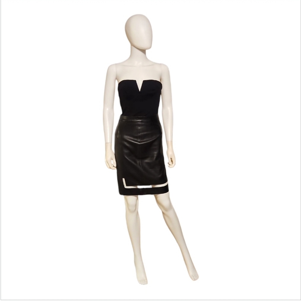 ALEXANDER WANG | Black Lamb Leather Knee Length Skirt in Size 0